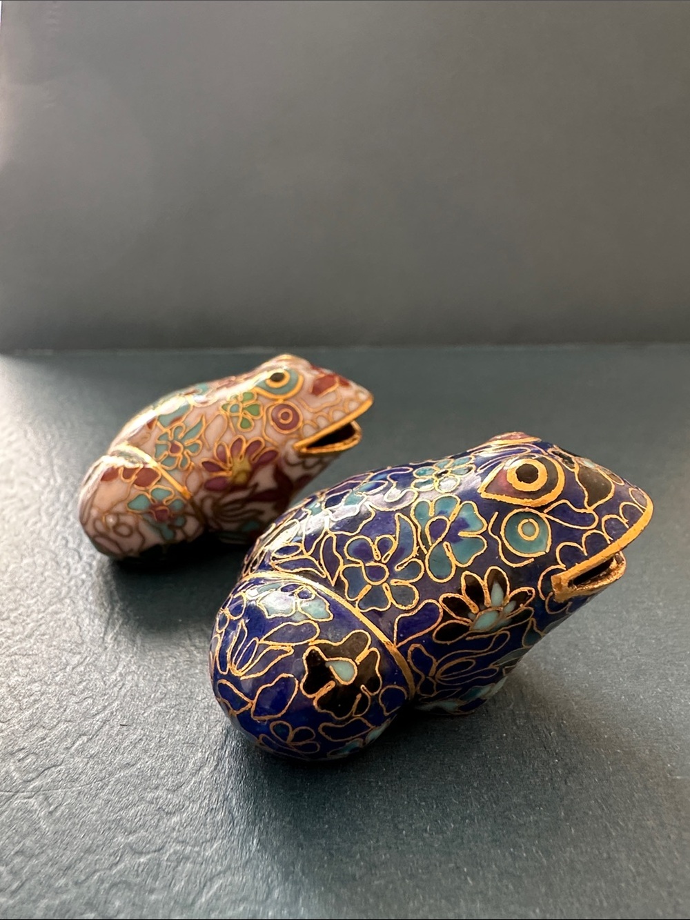Vintage 2 Cloisonné Frogs Bundle